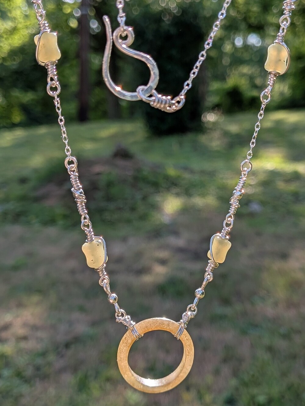 Eternity Circlet Jade Necklace - Dainty Sterling Silver Chain - Artisan Crafted - Picture 6 of 16